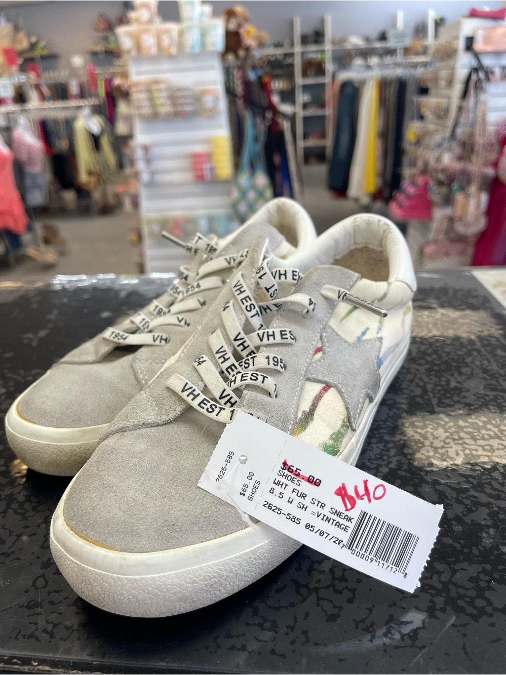 Vintage Havana Light Gray Suede Star Accent Sneakers